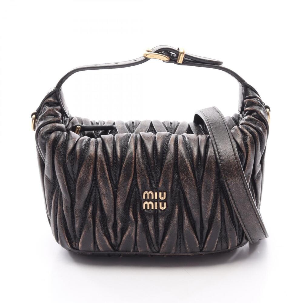 Miu Miu Matelasse Leather Tote Bag Brown